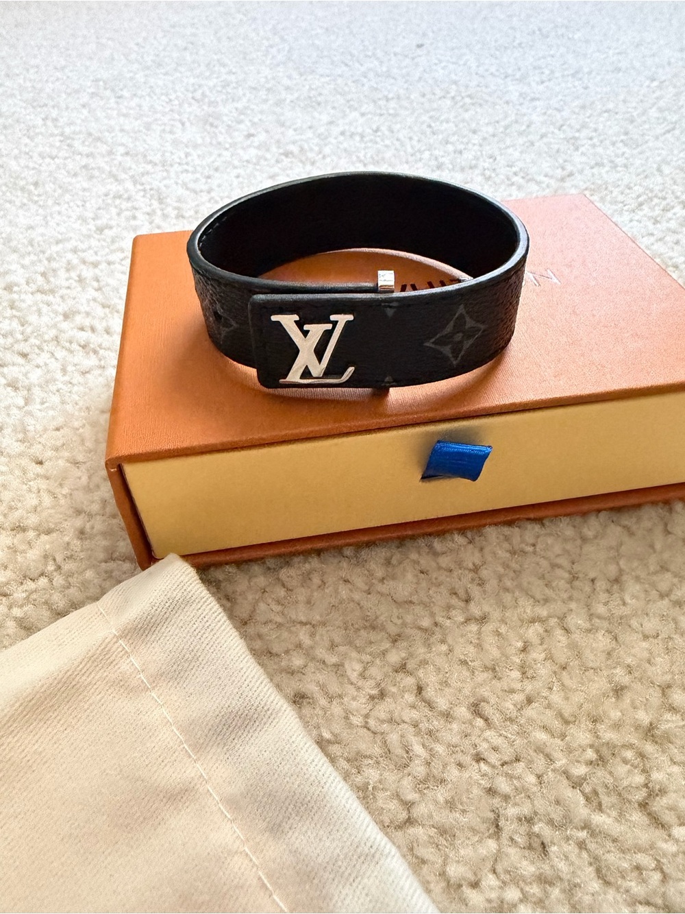 Louis Vuitton Black Leather Slim Bracelet